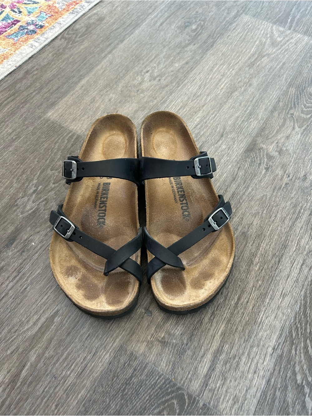 Birkenstock Black Leather Buckle Sandals